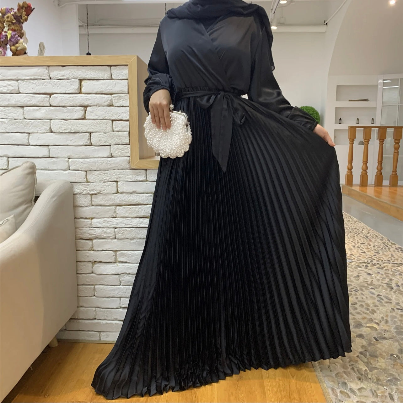 Amira Satin Pleated Dress (not restocking)